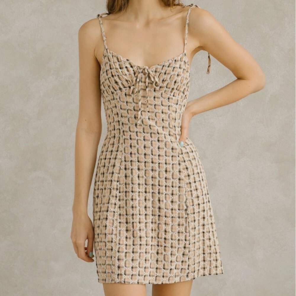 NWT Storia Neutral Geometic Print Mini‎ Dress
